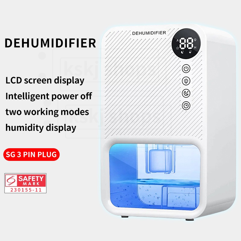 SG Stock Home Wired Dehumidifier Air Purifier With Night Light Quiet Household Cycle Dehumidifier 1100mL Auto shutoff 除湿机
