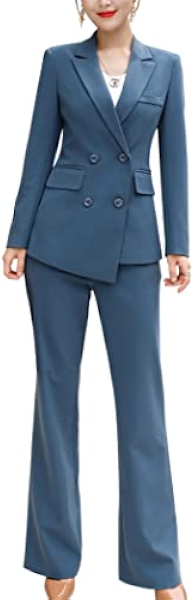 SUSIELADY Women's Blazer Suits Two Piece Solid Work Pant Suit for Women Business Office Lady Suits Sets