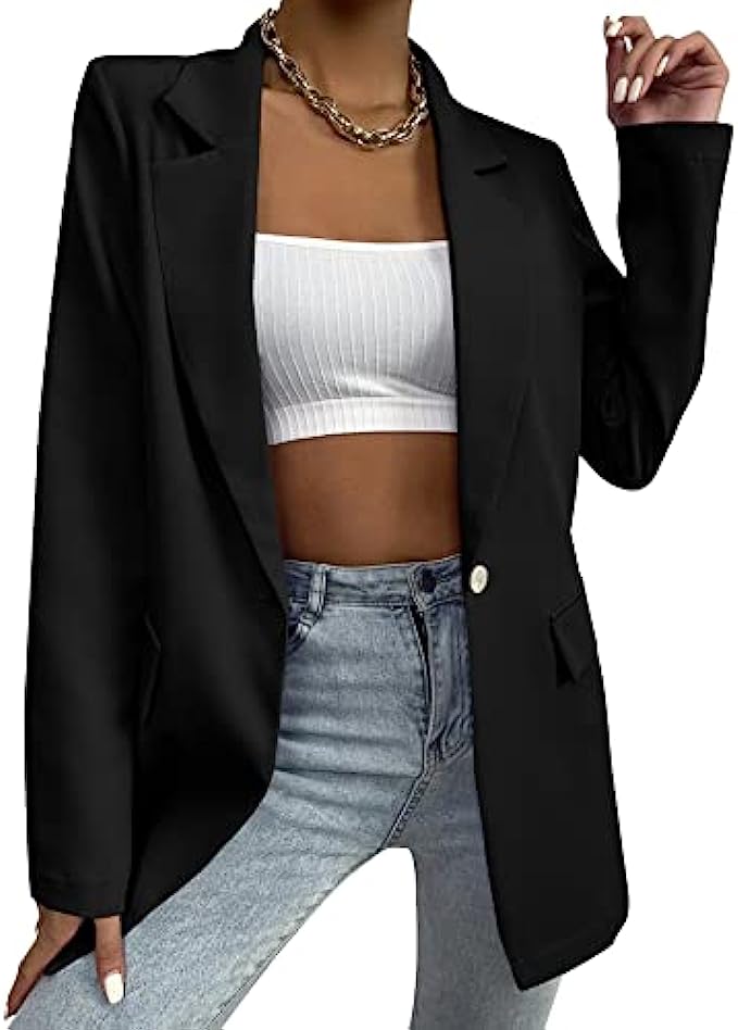 Grlasen Oversize Blazer Women's Blazers &amp; Suit Jackets Work Office Blazer Long Sleeve Lapel Coats