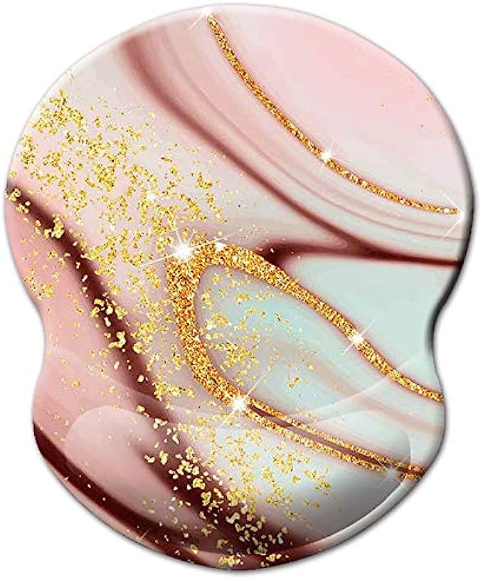 Mouse Pad with Wrist Support, Non Slip Mousepad Wrist Rest for Office, Computer, Laptop &amp; Mac- Durable &amp; Comfortable &amp; Lightweight Ergonomic Support Mouse Mat (Pretty Marble-Wrist-5)