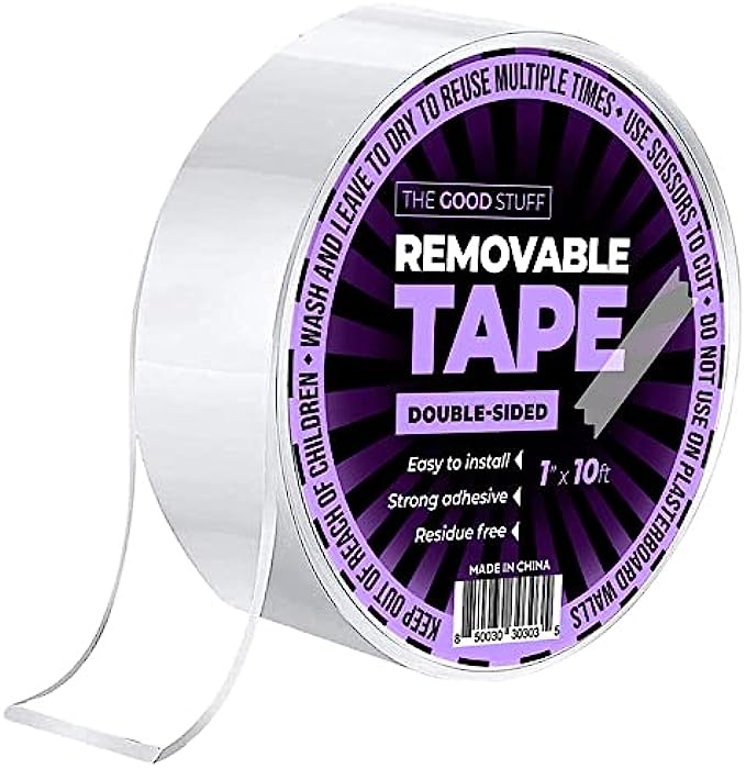 Double Sided Mounting Tape Heavy Duty [1"x10ft - Clear] Magic Removable Nano Tape Two Sided Adhesive Tape - Heavy Duty Double Sided Tape for Wall Sticky for Hanging, Reusable Adhesive Double Face