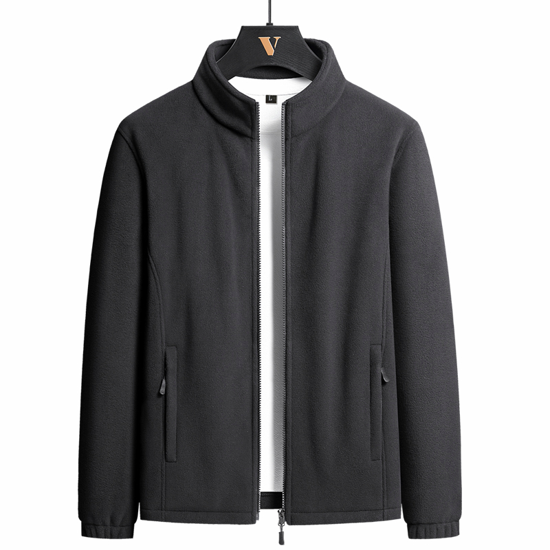 Plus Size M-8XL Men's Autumn Fleece Jacket Oversize Windproof Warm Long Sleeve Versatile Jacket Suitable for Middle-aged Elderly Stand-up Collar Fashion Jacket