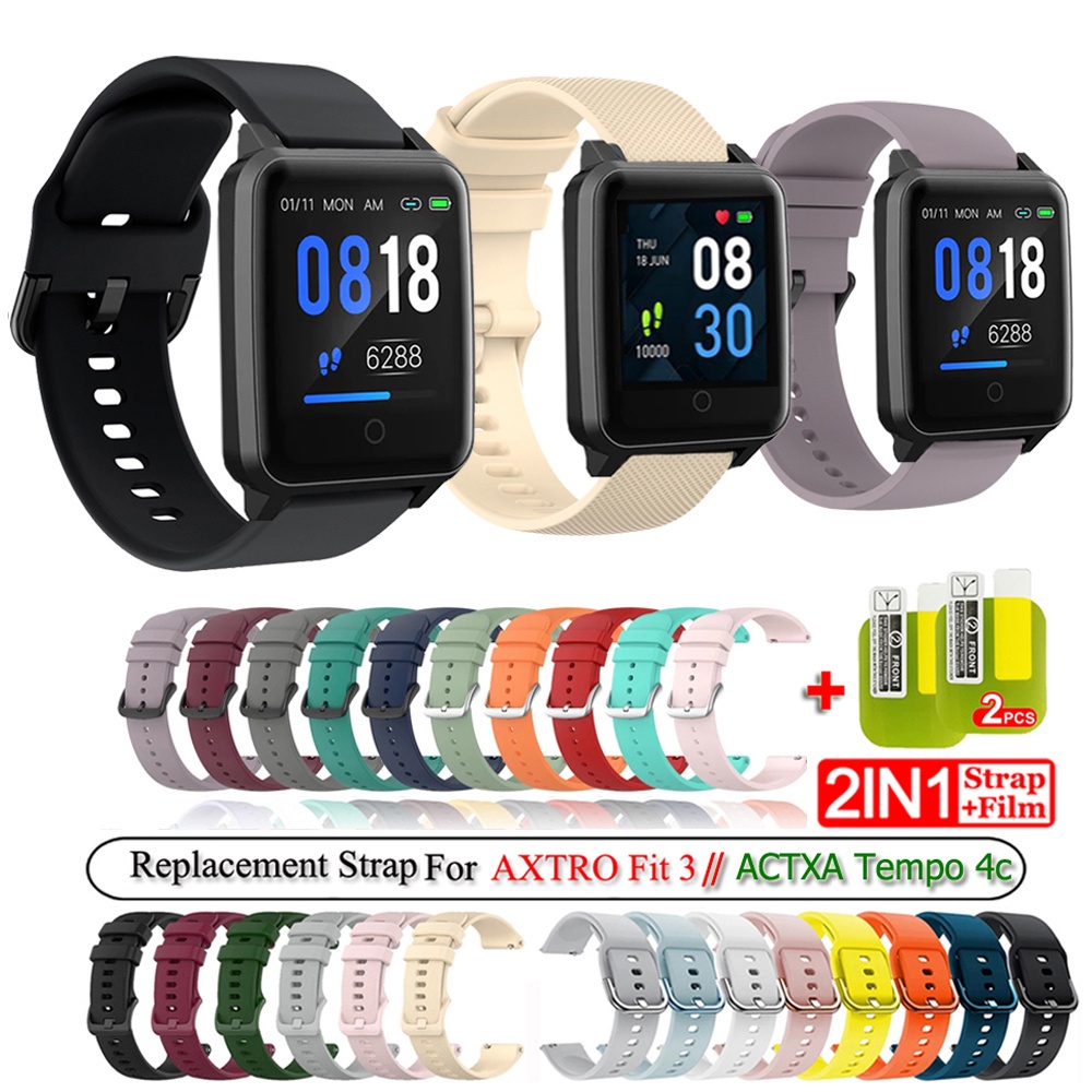 Replacement Watch Strap For AXTRO Fit 3/Actxa Tempo 4c/Actxa Tempo 5c Strap With Screen Protector TPU Protective Film