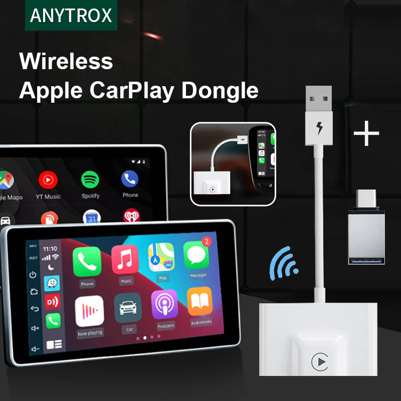 Anytrox iPhone CarPlay Wireless Adapter ,Plug&Play 5Ghz WiFi Auto Connect No Delay Online Update For Wired CarPlay Cars after 2016