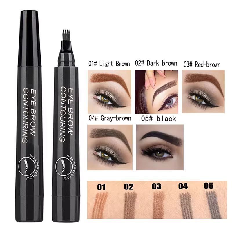 Four-pronged eyebrow pencil waterproof, sweat-proof, long-lasting, non-marking, clear roots and roots 四爪眉笔防水防汗持久不脱色清根清根